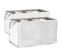 Premium Underbed Storage Bag 600D (2-Pack) Clothes Storage Boxes with Zips, Storage Bags for Bedding, King Size Duvet, Linen, Pillow, Shoe - Under Bed Storage Bags for Clothes, Bedroom Storage Box Set