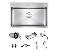 Premium Undermount Workstation Sink Combo with Faucet - Durable Single Basin Drop-In Kitchen Sink 3mm Thick Scratch-Resistant Stainless Steel Rust-Proof Design for Modern Kitchens