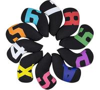 Premium Universal Black Neoprene Golf Club Head Covers, 10-Piece Golf Iron Cover Set - Lightweight, Durable, Scratch-Resistant, Waterproof, 4,5,6,7,8,9,P,A,X,S.