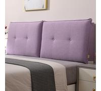 Premium Upholstered Queen Bed Cover Cotton Linen Dustproof Throw with Reading Pillow (210 * 60 * 10cm Stylish Nightstand Design Light Purple)