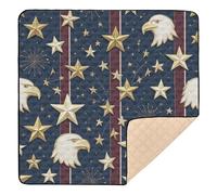 Premium USA Independence Day Seamless Pattern Soft Foam Baby Gym & Activity Mat for Indoor Outdoor Waterproof Baby Play Tummy Time Mat for Baby Kids Toddlers Infants, 50'' x 50''