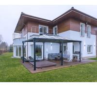 Premium Value Pack Gazebo 3.6x5m + Curtain Set Polycarbonate Roof Martinique