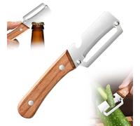 Premium Vegetable Peeler with Wooden Handle and Bottle Opener: 2-in-1 Stainless Steel Kitchen Tool for Fruit Apple Potato Pumpkin Papaya (1 PCS)