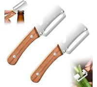 Premium Vegetable Peeler with Wooden Handle and Bottle Opener, 2026 New Multi-Functional Vegetable Peeler for Kitchen, 2-in-1 Stainless Steel Kitchen Tool, for Fruit Veggie (2PCS)