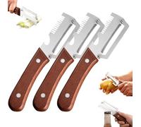 Premium Vegetable Peeler with Wooden Handle and Bottle Opener, Multi-Functional Vegetable Peeler for Kitchen, Kitchen Gadgets Tool for Fruit Pumpkin Peeling Potato Carrot Veggie Peeler (3pc)
