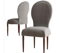 Premium Velvet Chair Covers for Dining Chairs with Curved Backrest - Set of 4/2, Stretchable Slipcovers for Round Back Dining Room Chairs, No Armrests, Elegant Design