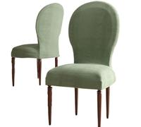 Premium Velvet Chair Covers for Dining Chairs with Round Backrest - Stylish Stretch Slipcovers Set of 4/2, No Armrest, Perfect for Home Decor and Protection