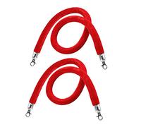 Premium Velvet Crowd Control Stanchion Ropes - 5ft Red & Black 2 Pack for Commercial Use Theater Bank Event Security with Silver Hooks