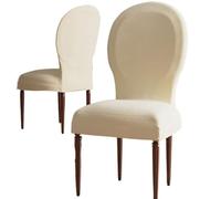 Premium Velvet Dining Chair Covers for Round-Back Chairs Soft Stretchable Slipcovers Set of 2/4 Ideal for Armless Dining Room Chairs Elegant Home Decor
