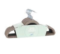 Premium Velvet Hangers - 25 Pack Ultra Slim Space Saving Coat Hangers in Grey with Swivel Hooks, Non-Slip Surface, Curved Edges Preserve Clothing Shape, shark skin-like texture.