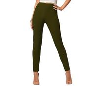 Premium Velvet Leggings for Women - Ultra-Soft Warm Velour Pants, Olive Green, Medium