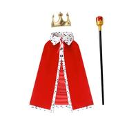 Premium Velvet Medieval King Costume Cloak Set with Detachable Cape & Headpiece for Kids, Adults, Teens - Halloween, Cosplay, LARP, Renaissance Fairs, Theater Performances | Elegant Design,