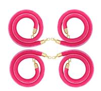 Premium Velvet Queue Barrier Ropes with Gold Hooks 4-Pack Dark Pink Stanchion Ropes for Crowd Control & Traffic Management 1m/3.2ft Commercial Use