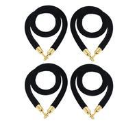 Premium Velvet Rope Barriers with Gold Hooks - 4 Pack 6.5ft Crowd Control Stanchion Ropes for Event Traffic Management Queue Divider Ideal for Commercial Use (Black)