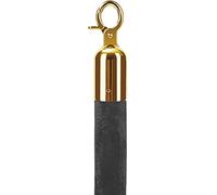 Premium Velvet Rope with Chrome Hooks, Crowd Control Barrier for Restaurants, Theaters & Museums, 1.2" Thick, 0.6m/2ft, Elegant Black for Queue Management