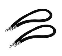 Premium Velvet Stanchion Ropes - 2 Pack 2.5ft Black Crowd Control Ropes with Silver Hooks for Commercial Use Theater Bank Event Management Elegant Barrier Solution