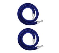 Premium Velvet Stanchion Ropes - 2 Pack 4.5ft Crowd Control Ropes with Silver Hooks for Commercial Use Theater Bank Event Available in Blue Black White Purple Red