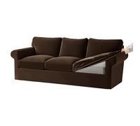 Premium Velvet Stretch Sofa Cover Set for 3-Seater - 7-Piece Dark Brown Slipcovers with Elastic Bands for Seat Cushions & Backrests Easy Care