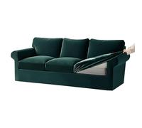 Premium Velvet Stretch Sofa Cover Set for 3-Seater - Dark Army Green 7-Piece Slipcovers with Elastic Bands for Cushions & Backrests Protection & Stylish Upgrade
