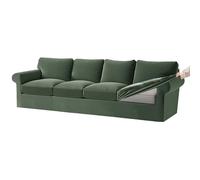Premium Velvet Stretch Sofa Cover Set for 3 Seater - Dark Green 7-Piece Slipcovers with Elastic for Separate Seat Cushions & Backrests Light Green Large 4 Seat 9 PCS