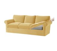 Premium Velvet Stretch Sofa Cover Set for 3-Seater - Dark Grey 7-Piece Slipcovers with Elastic Bands for Cushions & Backrests for Large Sofas (Lemon Color)