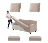 Premium Velvet Stretch Sofa Cover Set - Non-Slip 1/2/3/4 Seater Protector Fits 235-300cm Sofas Stylish Caramel Color 9 Pieces for Ultimate Home Decor