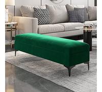 Premium Velvet Upholstered Bench for Bedroom No Assembly Required Stylish End of Bed rage Bench Green 90x40x43cm (35x16x17inch)