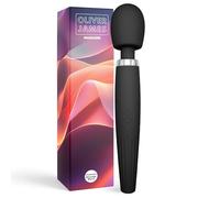 Premium Vibrator Wand by Oliver James - Showerproof & Rechargeable Wand Vibrator with 5 Pleasure Modes & 4 Intensity Levels, Body-Safe Silicone Sex Toys for Her & Him, 12 x 2.2 inches (Black)
