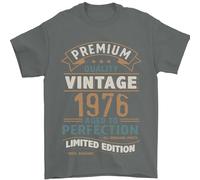 Premium Vintage 49th Birthday 1976 Mens T-Shirt 100% Cotton Charcoal L