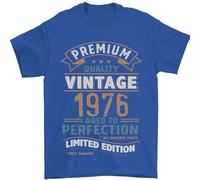 Premium Vintage 49th Birthday 1976 Mens T-Shirt 100% Cotton Royal Blue 2XL