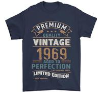 Premium Vintage 56th Birthday 1969 Mens T-Shirt 100% Cotton Navy Blue 4XL