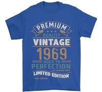 Premium Vintage 56th Birthday 1969 Mens T-Shirt 100% Cotton Royal Blue L
