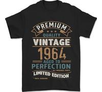 Premium Vintage 61st Birthday 1964 Mens T-Shirt 100% Cotton Black L