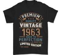 Premium Vintage 62nd Birthday 1963 Mens T-Shirt 100% Cotton Black 5XL