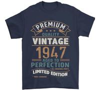 Premium Vintage 78th Birthday 1947 Mens T-Shirt 100% Cotton Navy Blue 2XL