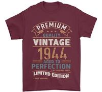Premium Vintage 81st Birthday 1944 Mens T-Shirt 100% Cotton Maroon 2XL