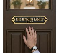 Premium Vintage Brass Metal Custom Door Sign Plaque | Personalized Antique Wall Mounted Name Plate with Screws | Home Office Bathroom Toilet WC Restroom Laundry Sign | 21.5 x 4.5 cm