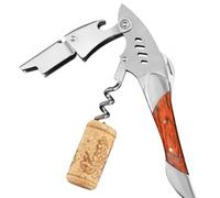 Premium Waiters Friend Corkscrew, Stainless Steel Wine Key with Natural Wood Grip, 2-Step Lever Mechanism for Easy Uncorking, Includes Serrated Foil Cutter, Ideal for Bars and Restaurants