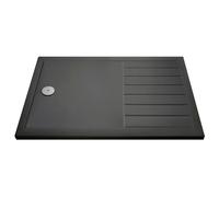 Balterley 1700 x 700 Rectangular Shower Tray with Raised Anti-Slip Lines, Slimline Shower Trays, Durable Stone Resin Base Trays for Bathroom Enclosure Lightweight Tray for Wetroom Showers (Slate Grey)