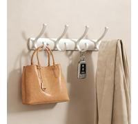 Premium Wall Mounted Coat Rack, Heavy Duty Rustproof Hooks Organizer, No Drill Adhesive Mount for Bathroom Kitchen Hallway, 35/45/55/65cm(2pcs-White,4 Hook)