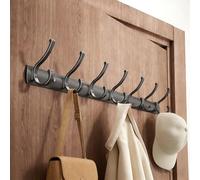 Premium Wall Mounted Coat Rack, Heavy Duty Rustproof Hooks Organizer, No Drill Adhesive Mount for Bathroom Kitchen Hallway, 35/45/55/65cm(2pcs-Gray,7 Hook)