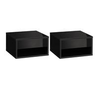 Premium Wall-Mounted Nightstand Set - 2x Drawer, Black - Reliable HOMCOM Quality