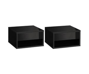 Premium Wall-Mounted Nightstand Set - 2x Drawer, Black - Reliable HOMCOM Quality