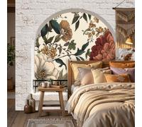 Premium Wallpaper 3D Brick Effect 400x280cm / 157"H x 110"W Non-Woven Premium Art Warehouse Brick Print Wall Mural Decoration Design Modern -peony branches,English farmhouse pastoral style