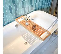 Premium Walnut Bath Tray Caddy - Wooden Bathtub Holder for Tablets Books & Candles - Luxury Bath Accessory for Relaxation & Spa Experience