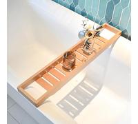 Premium Walnut Bathtub Tray Caddy - Extra Large 31x6 Inch Spa Table Stylish Slatted Design for Women Ideal for Relaxation & Bath Accessories