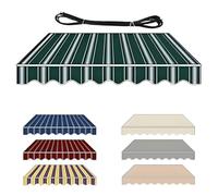 Premium Water-Resistant Polyester Awning Fabric Replacement Cover - 13x14ft Green Canvas for Deck Patio Balcony Yard -Easy to Install Manual Retractable Awning Solution