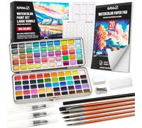 Premium Watercolor Paint Set Bundle with 100 Bright Colors & Paper Pad for Beginners & Professional - Painting Kit & Art Supplies for Adults - Travel Watercolor Set with Metallic Watercolor Paints