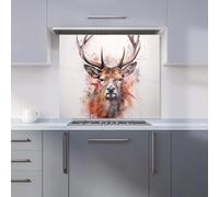 Premium Watercolour Splashart Stag Face Kitchen Splashback 6mm Toughened Glass Kitchen Splashback - Heat Resistant Splashback for Kitchens, Perfect for Cookers and Hobs, Polished Edges