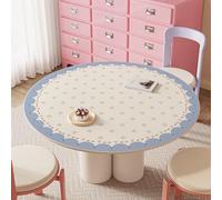 Premium Waterproof Leather TableclothRound Wipe Clean Cover for Kitchen Outdoor Garden Par Easter nicEle Blue 55" Diameter